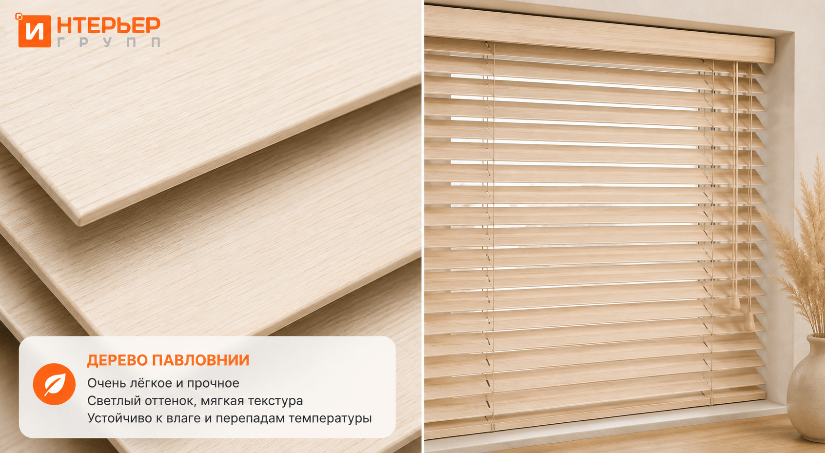 Павловния — легкое дерево для горизонтальных жалюзи